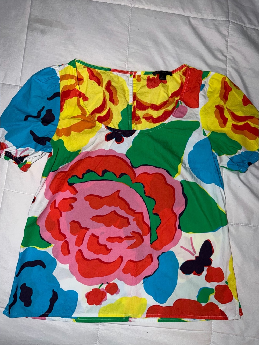 MJ.Crew Ratti Jardin Floral Puff Sleeve Poplin Top - Size 4